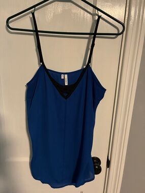 Studio Y Royal Blue V-Neck Spaghetti Strap Camisole with Black Trim